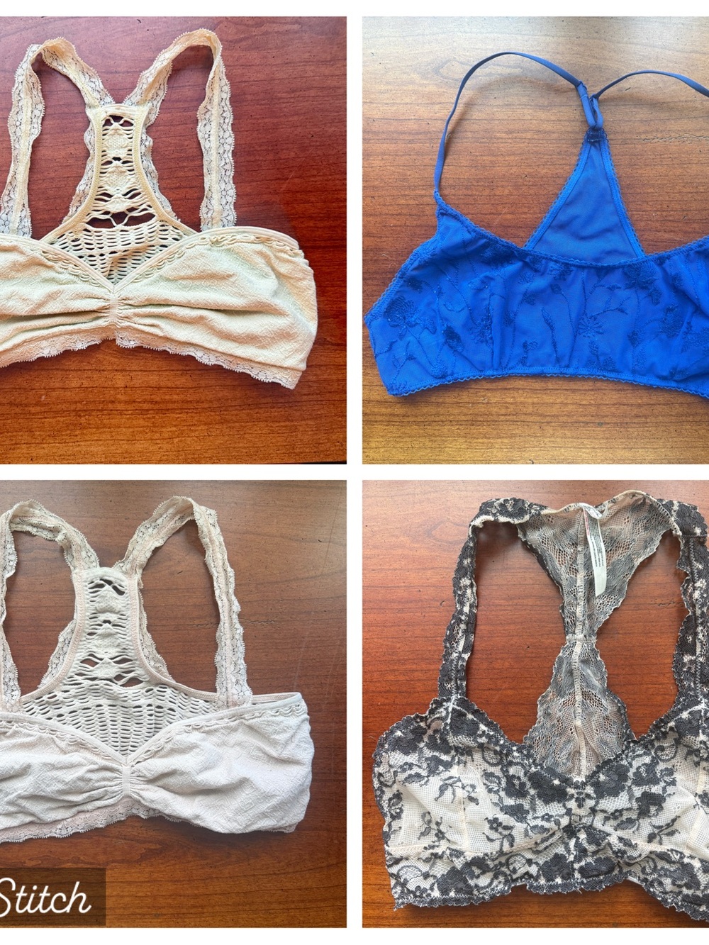 Women's Lace & Crochet Bralette Set - Blue, Cream, Black Lace
